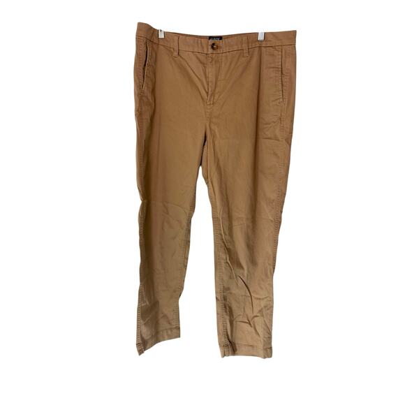 J.Crew Tan Khaki Office Work Career High Rise Girlfriend Chino Pant Size 14 - Picture 1 of 11